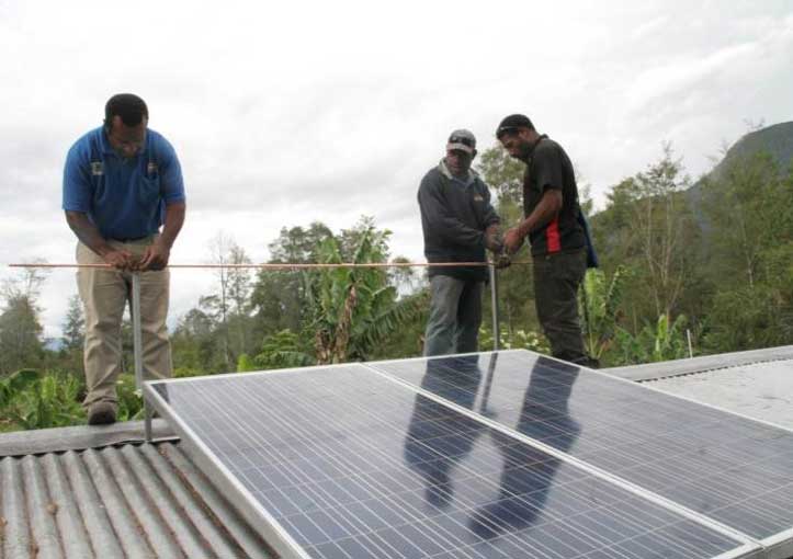 Technical support center was built in Banz of Papua New Guinea Highlands, where trained engineers are operating for solar system setting and support.